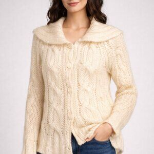 April Cornell cable knit cardigan, wool/mohair blend, OLD MONEY classic